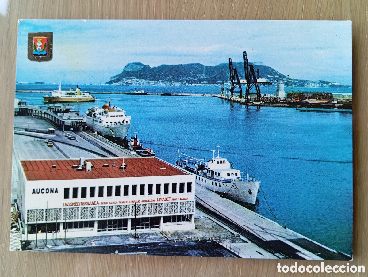 Postales: POSTAL ALGECIRAS C&Aacute;DIZ SUBIRATS CASANOVAS 180 ESCUDO DE ORO EDIFICIO AUCONA EN EL PUERTO A&Ntilde;O 1976