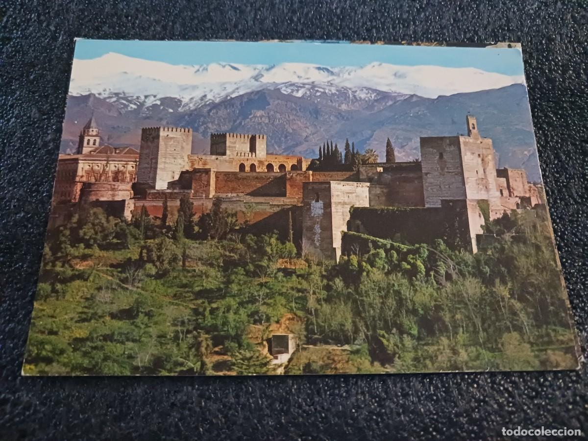 Postales: 1091 Granada. Vista general de la Alhambra y Sierra Nevada. ed. F. Gallegos.
