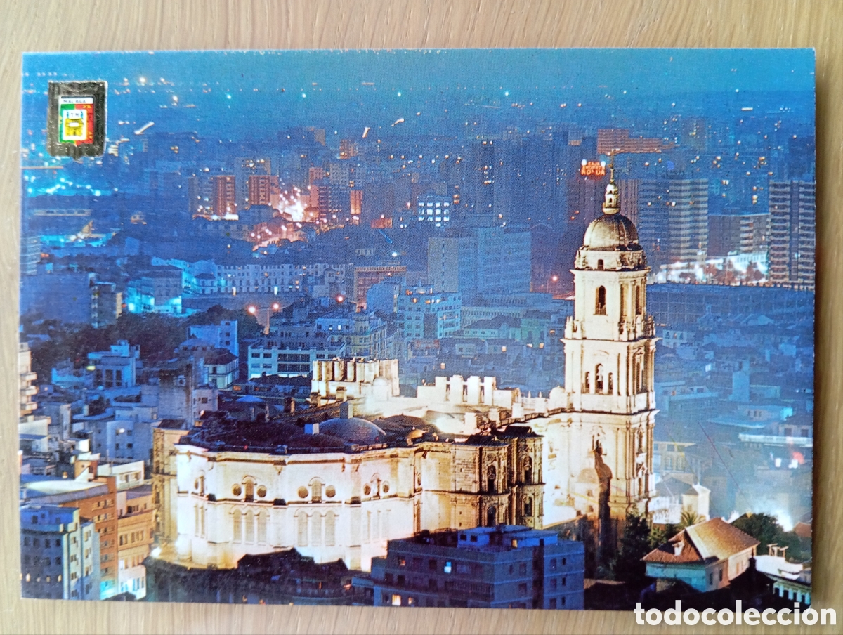 Postales: POSTAL M&Aacute;LAGA CATEDRAL ILUMINADA NOCTURNO DOM&Iacute;NGUEZ 128 ESCUDO DE ORO A&Ntilde;O 1979