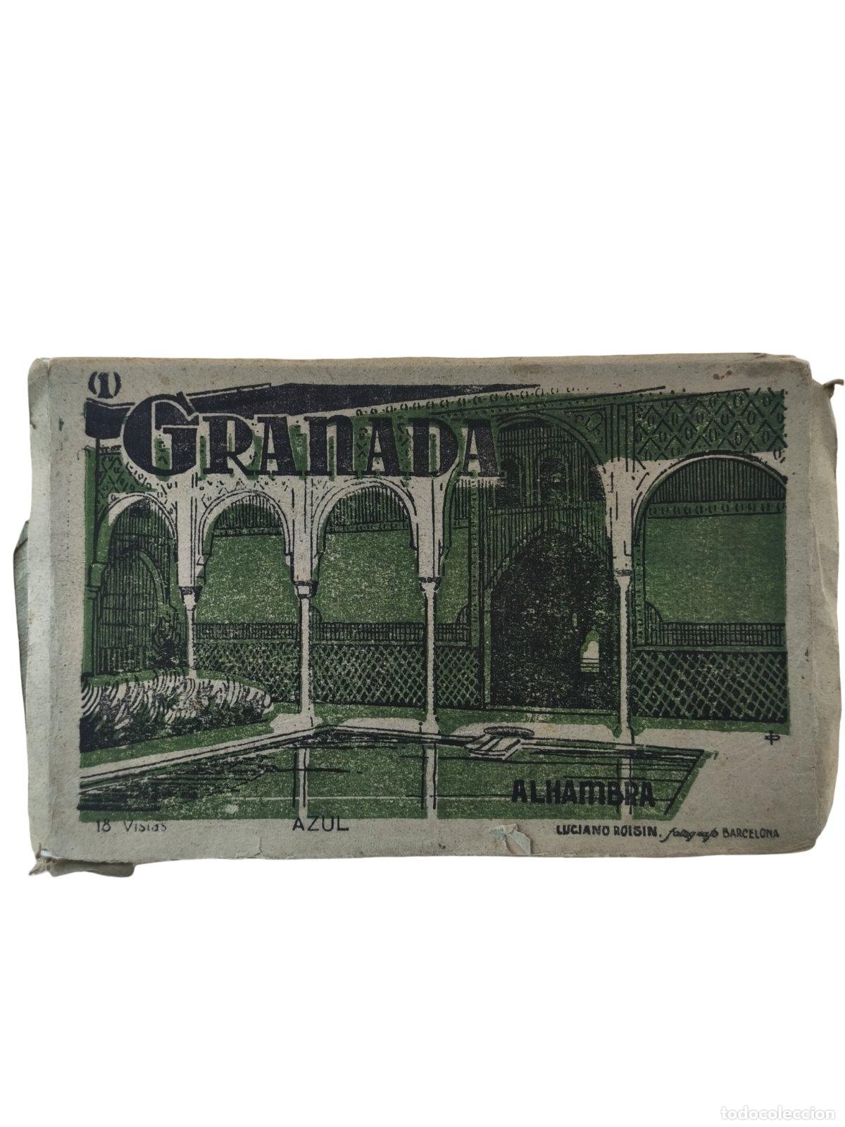 Postales: Postal Antigua Libretillo Granada Alhambra 18 Vistas en Tono Azul Luciano Roisin Barcelona c. 1920-1