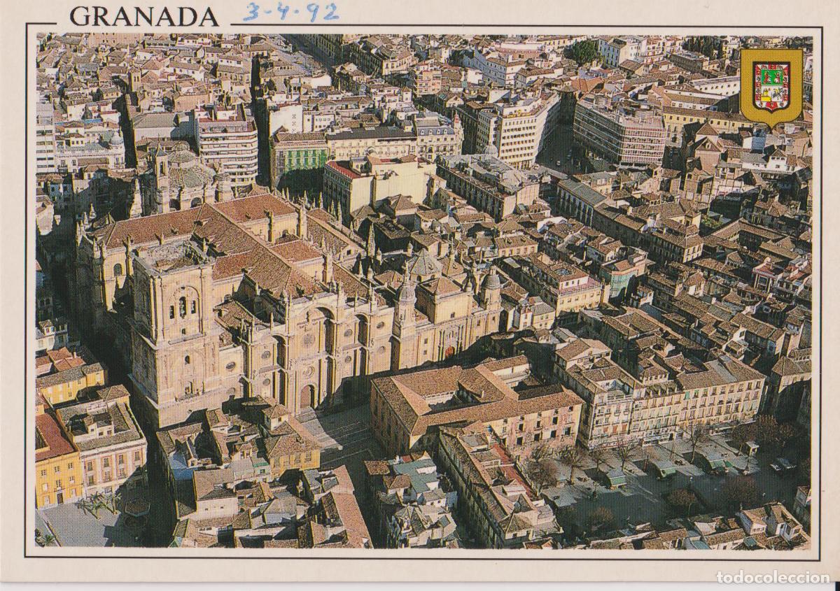 Postales: GRANADA, VISTA A&Eacute;REA - ESCUDO DE ORO N&ordm;122 - ESCRITA