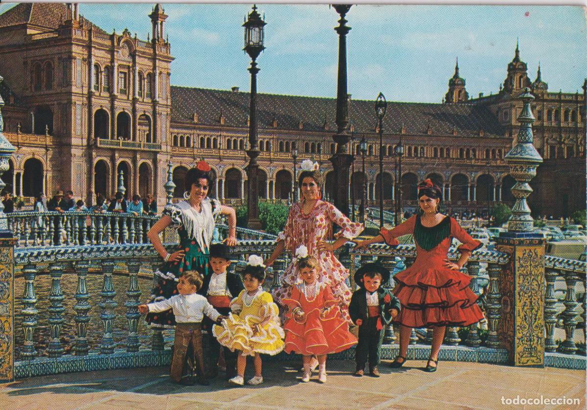 Postales: SEVILLA, PLAZA DE ESPA&Ntilde;A - ED.GARCIA GARRABELLA N&ordm;121 - CIRCULADA