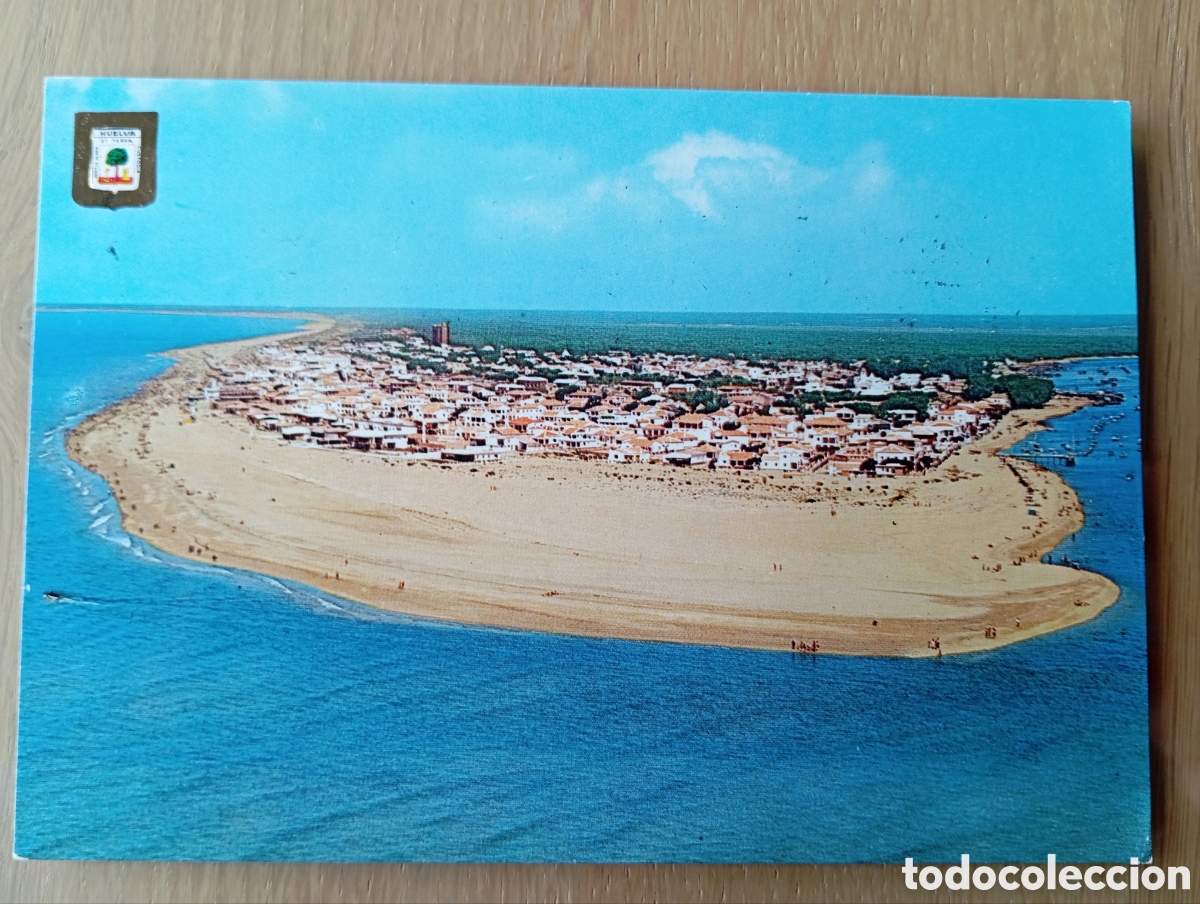 Postales: POSTAL HUELVA PLAYA DE PUNTA UMBR&Iacute;A VISTA A&Eacute;REA SUBIRATS CASANOVAS 1424 A&Ntilde;O 1970