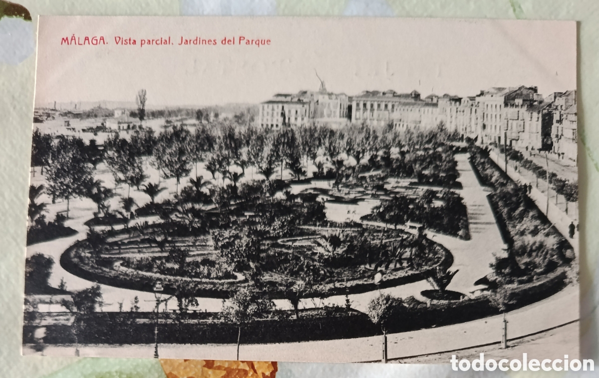 Postcards: M&aacute;laga postal 9 X 13 ctms Vista parcial Jardines del Parque.