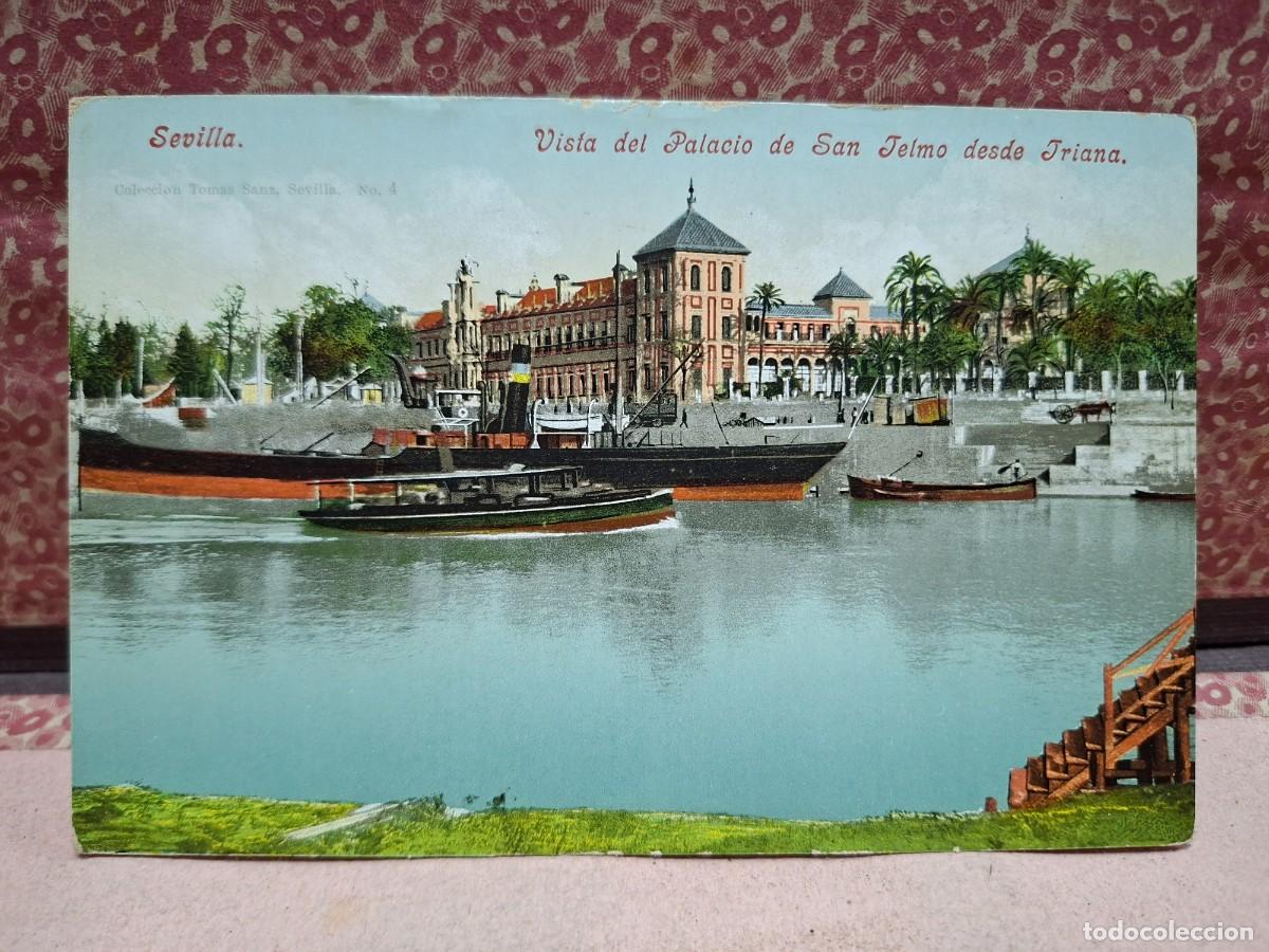 Postales: ANTIGUA POSTAL SEVILLA PALACIO DE SAN TELMO DESDE TRIANA PURGUER & CO 4785