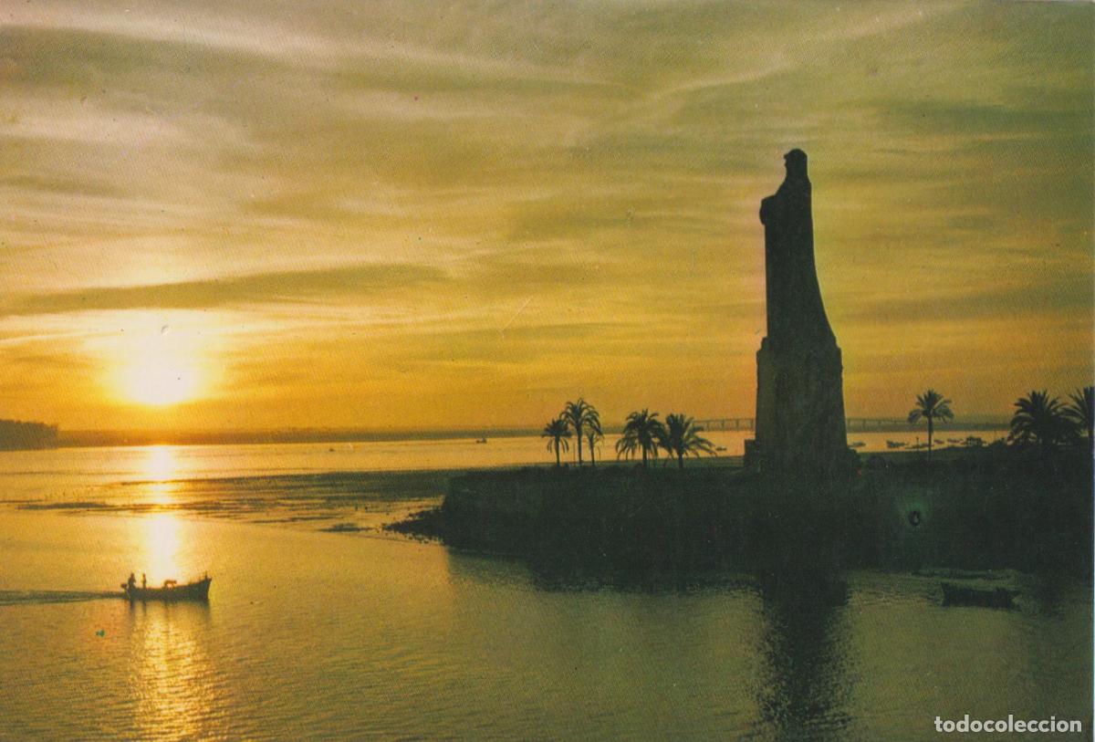 Postales: HUELVA, MONUMENTO A CRISTOBAL COL&Oacute;N - EDITA BEASCOA 8749 - ESCRITA