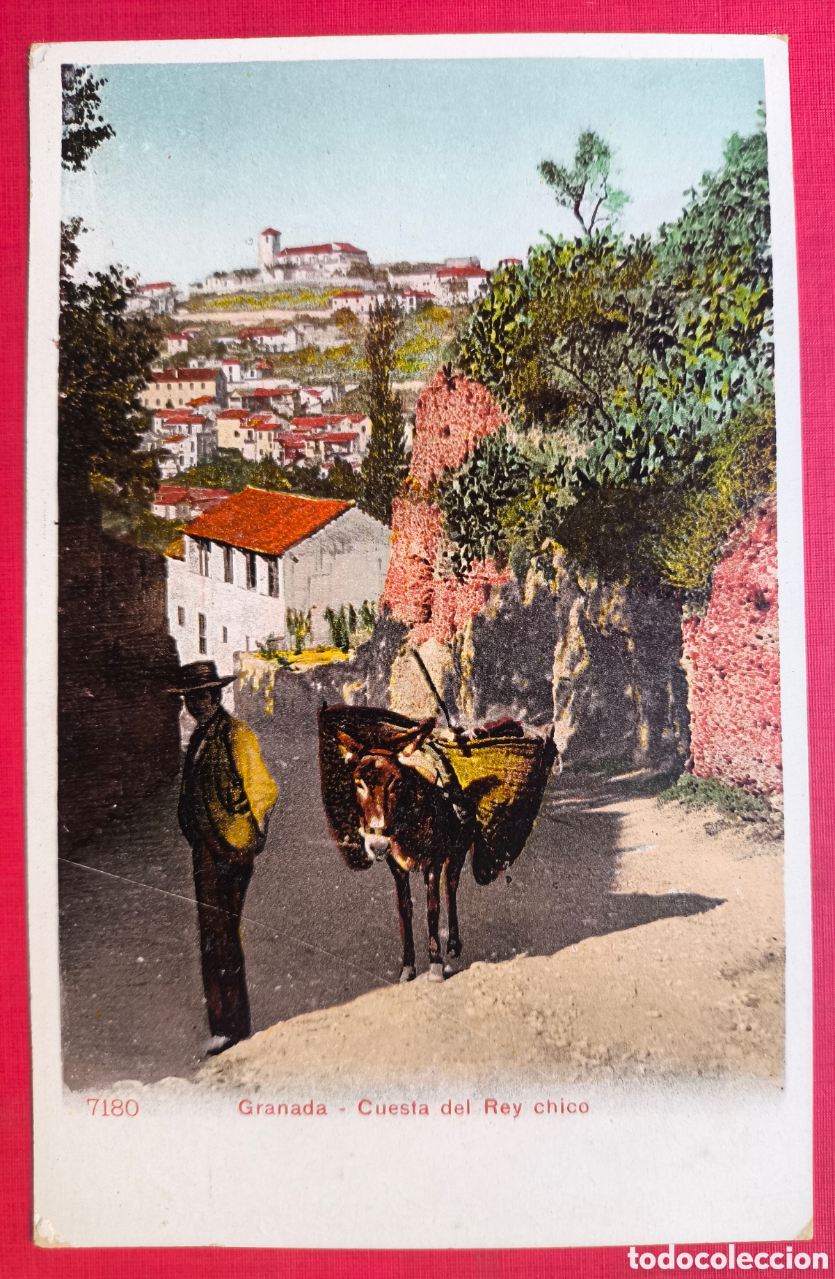 Cartoline: GRANADA CUESTA DEL REY CHICO POSTAL A COLOR C. 1915