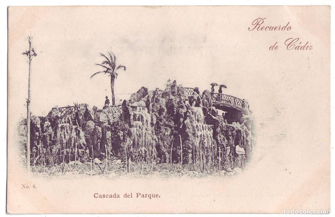 Postkarten: C&aacute;diz: Recuerdo de C&aacute;diz: Cascada del Parque. Sin dividir. No circulada (c. 1900)
