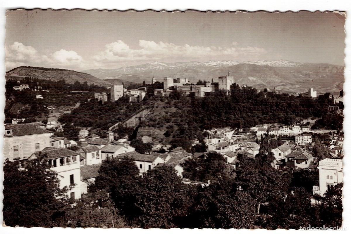 Postcards: POSTAL DE GRANADA, ALHAMBRA Y SIERRA NEVADA (CIRCULADA EN 1956)