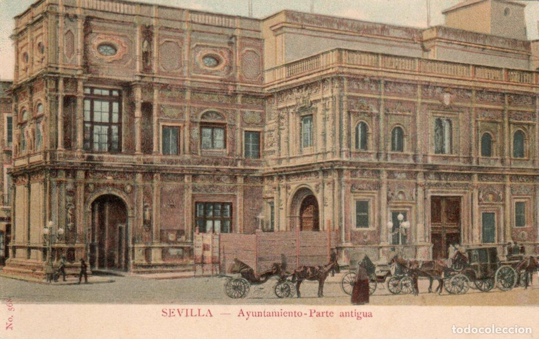 Postales: BONITA POSTAL - SEVILLA - AYUNTAMIENTO - PARTE ANTIGUA - PUBLICIDAD DE CASA BUZON