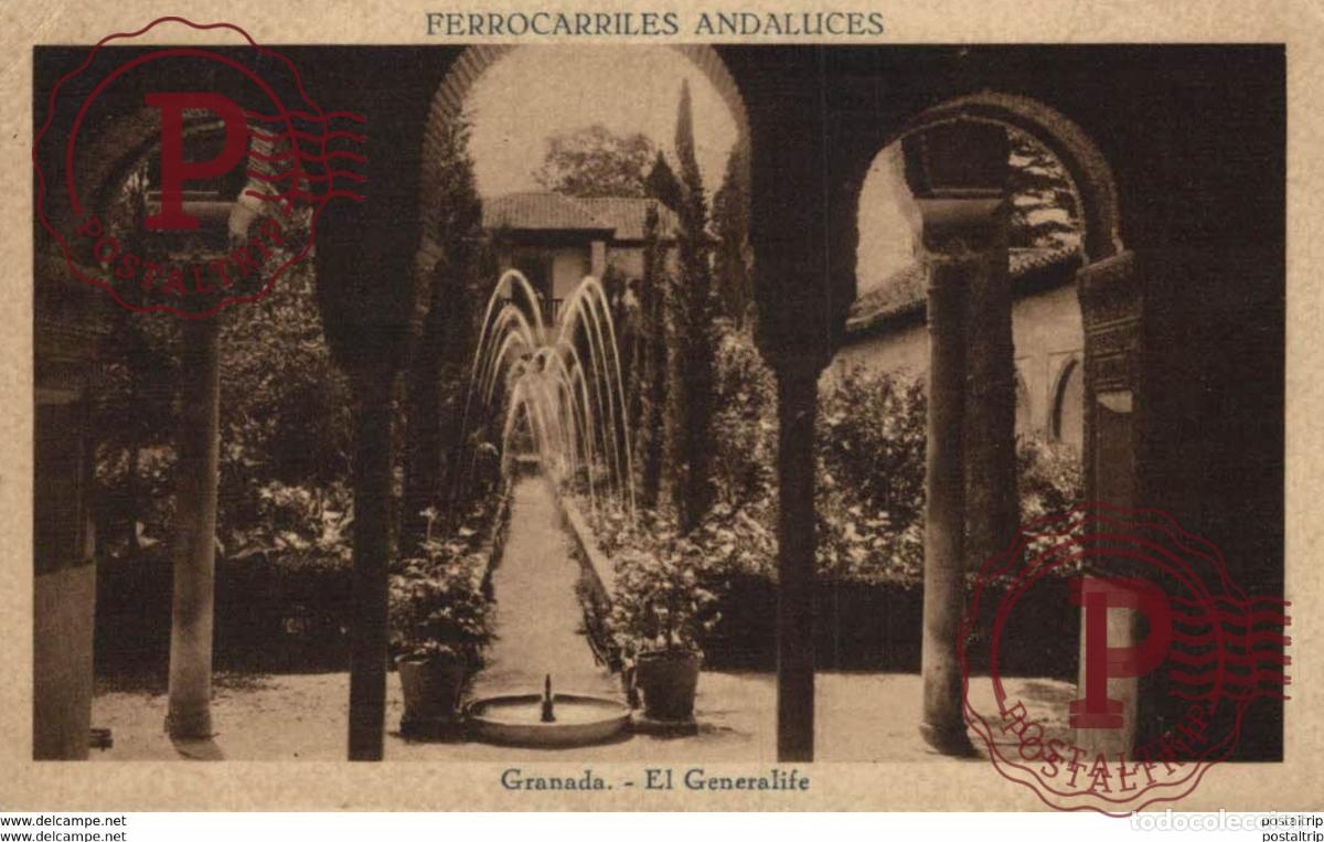 Postcards: GRANADA. ALHAMBRA. ELGENERALIFE. FERROCARRILES ANDALUCES