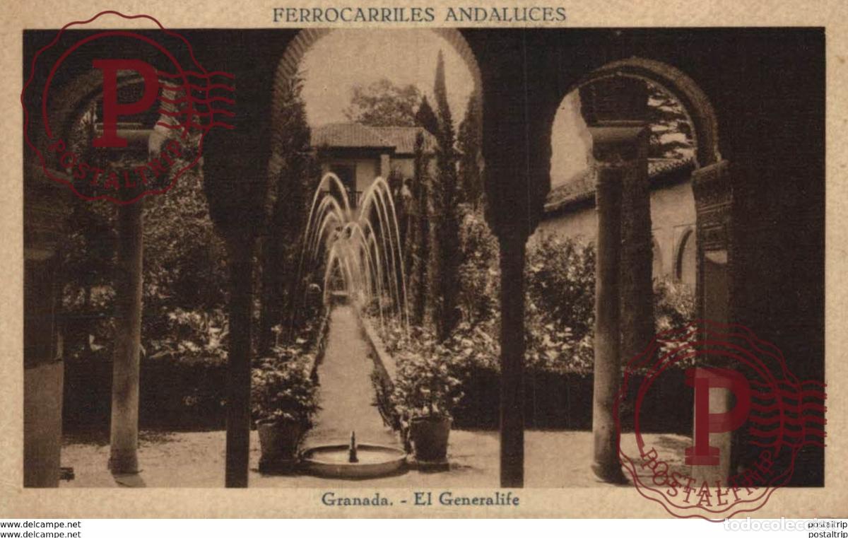 Cartoline: GRANADA. ALHAMBRA. ELGENERALIFE. FERROCARRILES ANDALUCES