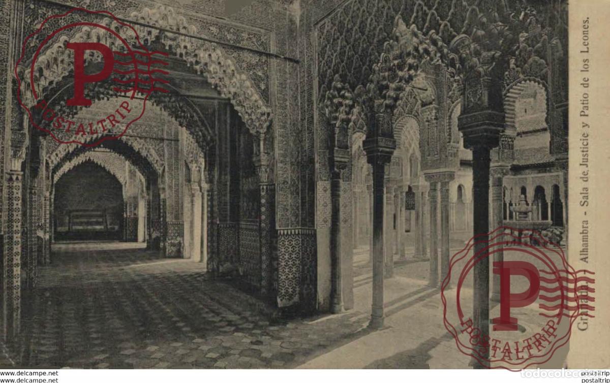 Cartoline: GRANADA. ALHAMBRA. SALA DE JUSTICIA Y PATIO DE LEONES