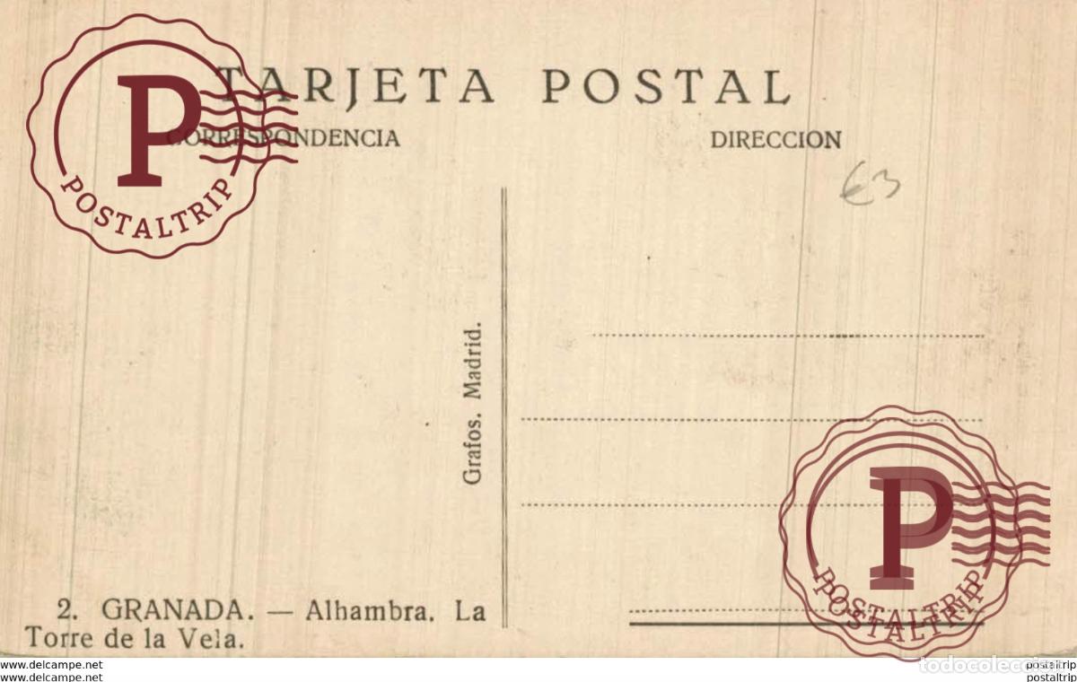 Postales: GRANADA. ALHAMBRA. LA TORRE DE LA VELA - Foto 2