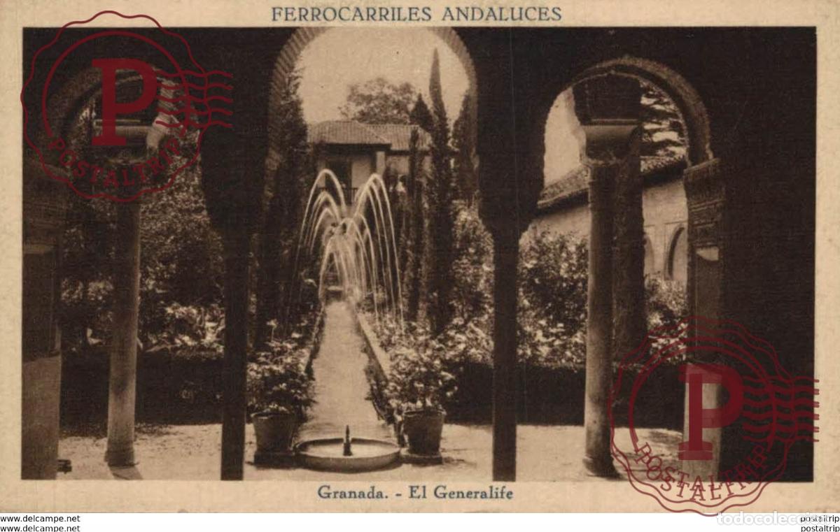 Postais: GRANADA. EL GENERALIFE. FERROCARRILES ANDALUCES