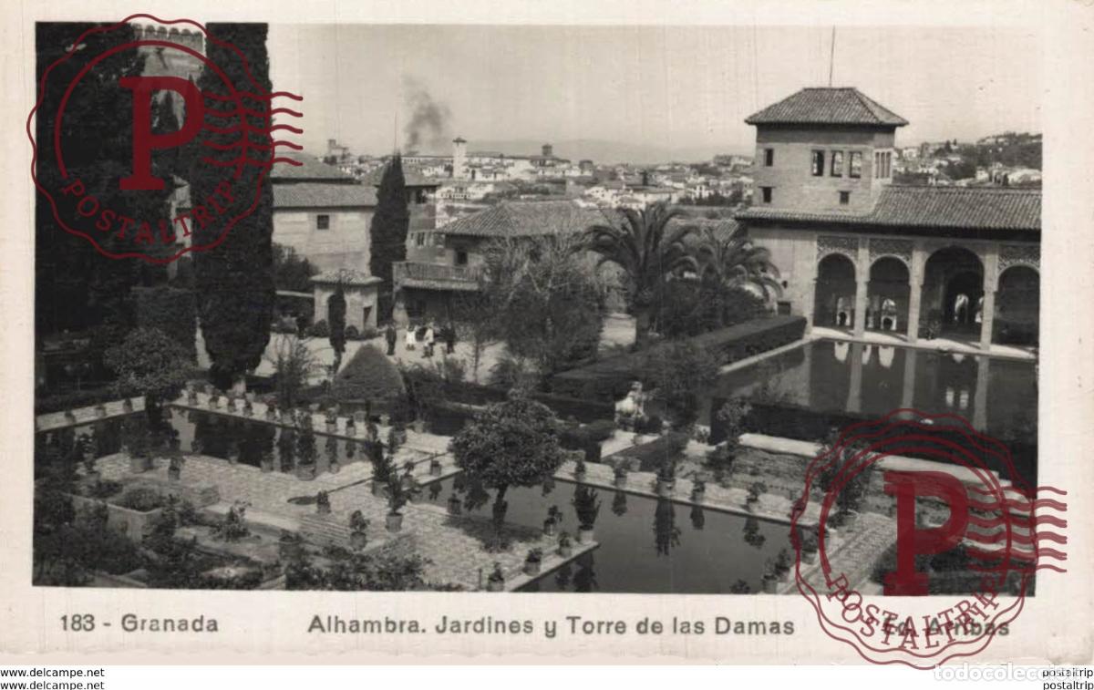 Cartoline: GRANADA. ALHAMBRA JARDINES Y TORRE DE LAS DAMAS
