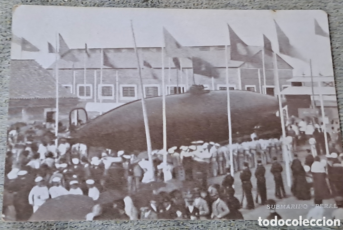 Postcards: POSTAL ANTIGUA - Submarino Peral (Botadura 1888) - Postal Mar&iacute;tima Patri&oacute;tica, E. Agarino Barcelona