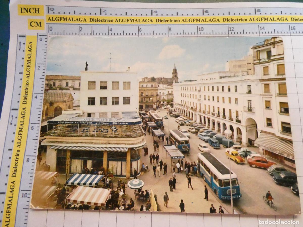 Postais: POSTAL DE C&Aacute;DIZ. A&Ntilde;O 1963. JEREZ DE LA FRONTERA PLAZA ESTEVEZ AUTOBUSES 2010 ARRIBAS. 941