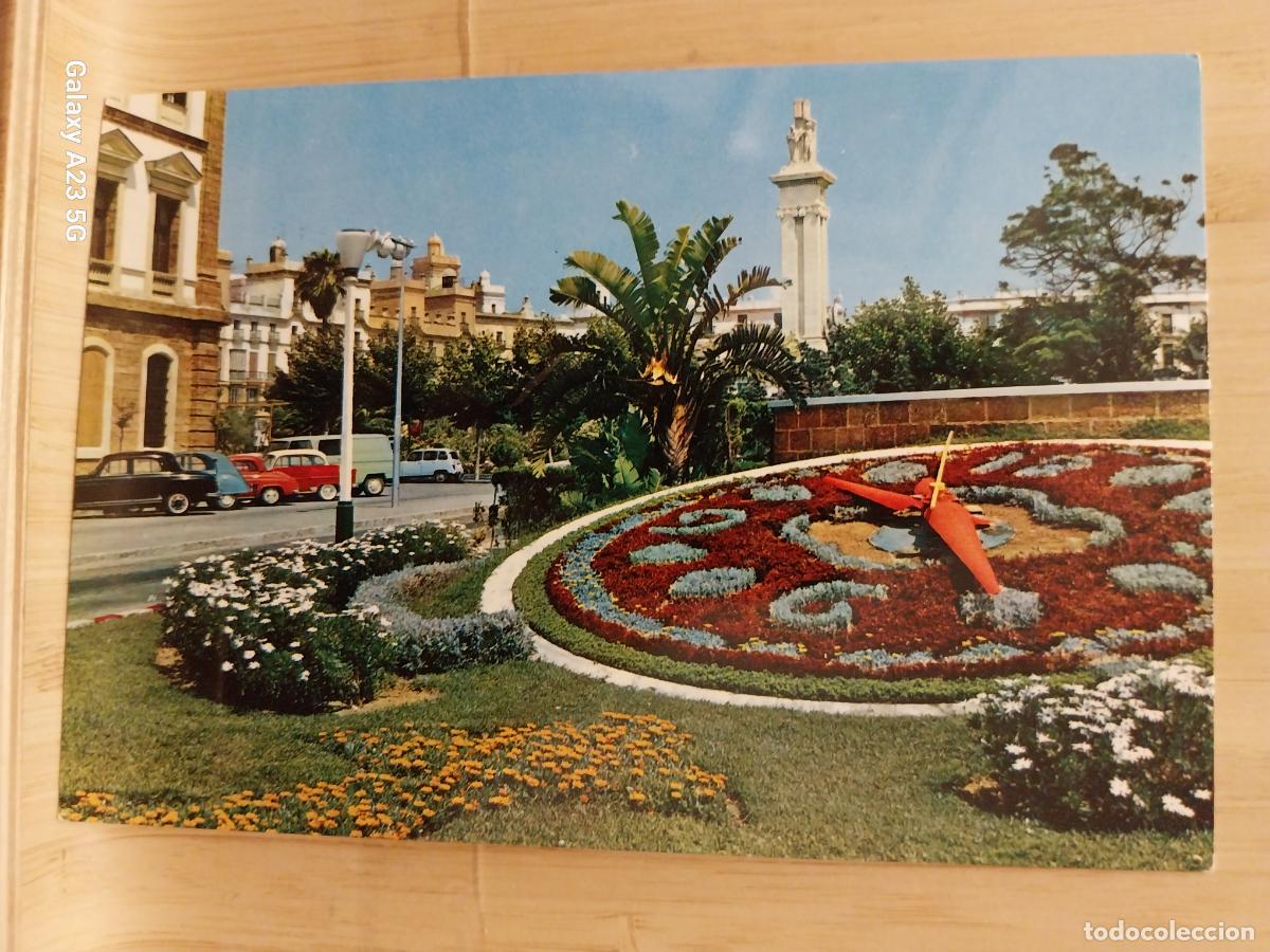 Cartoline: CADIZ PLAZA ESPA&Ntilde;A RELOJ FLORES ED ALFA 1369 SC ORIIGNAL