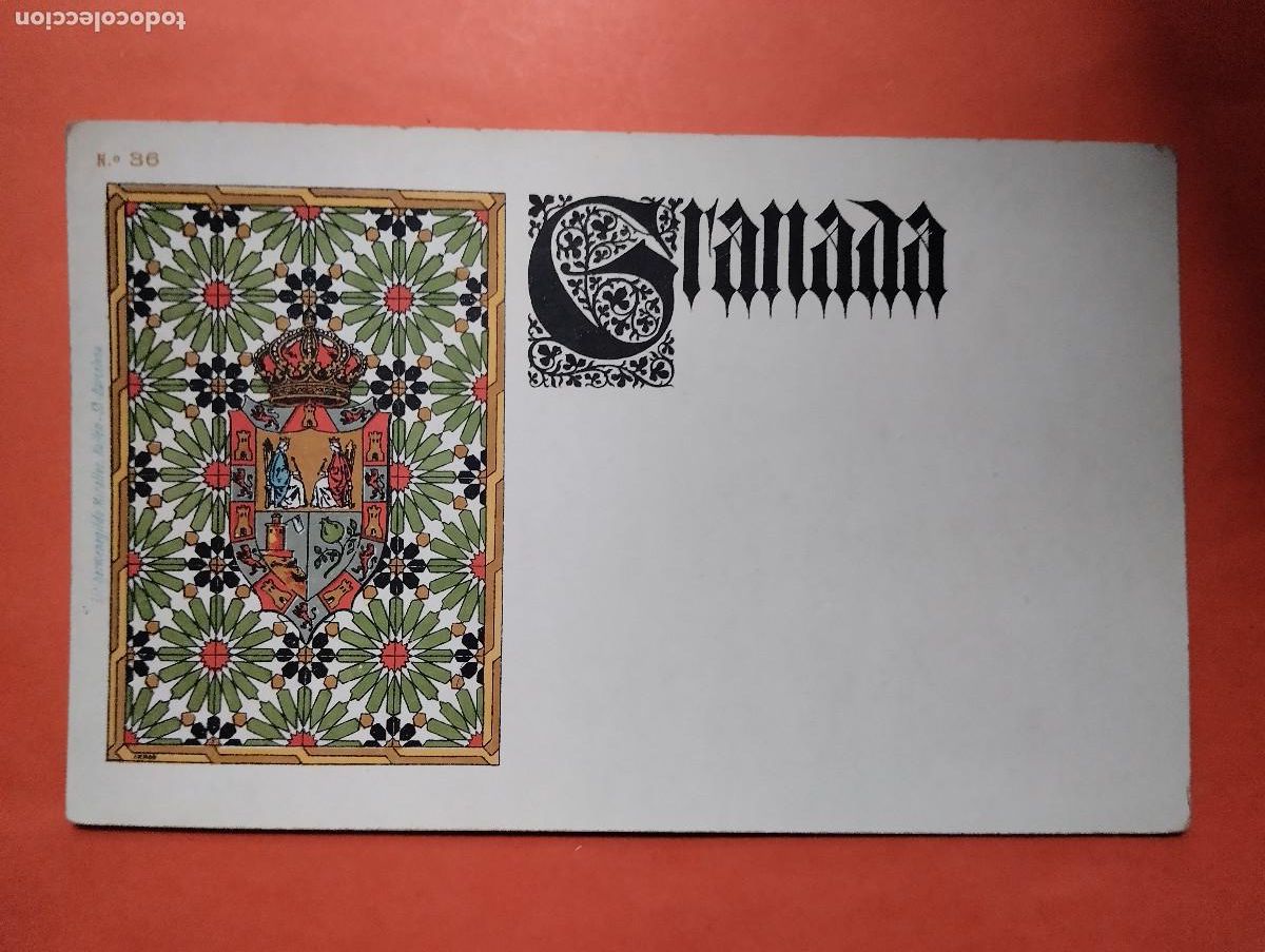 Postales: POSTAL N&ordm; 36. ESCUDO DE GRANADA LIT HERMENEGILDO MIRALLES.