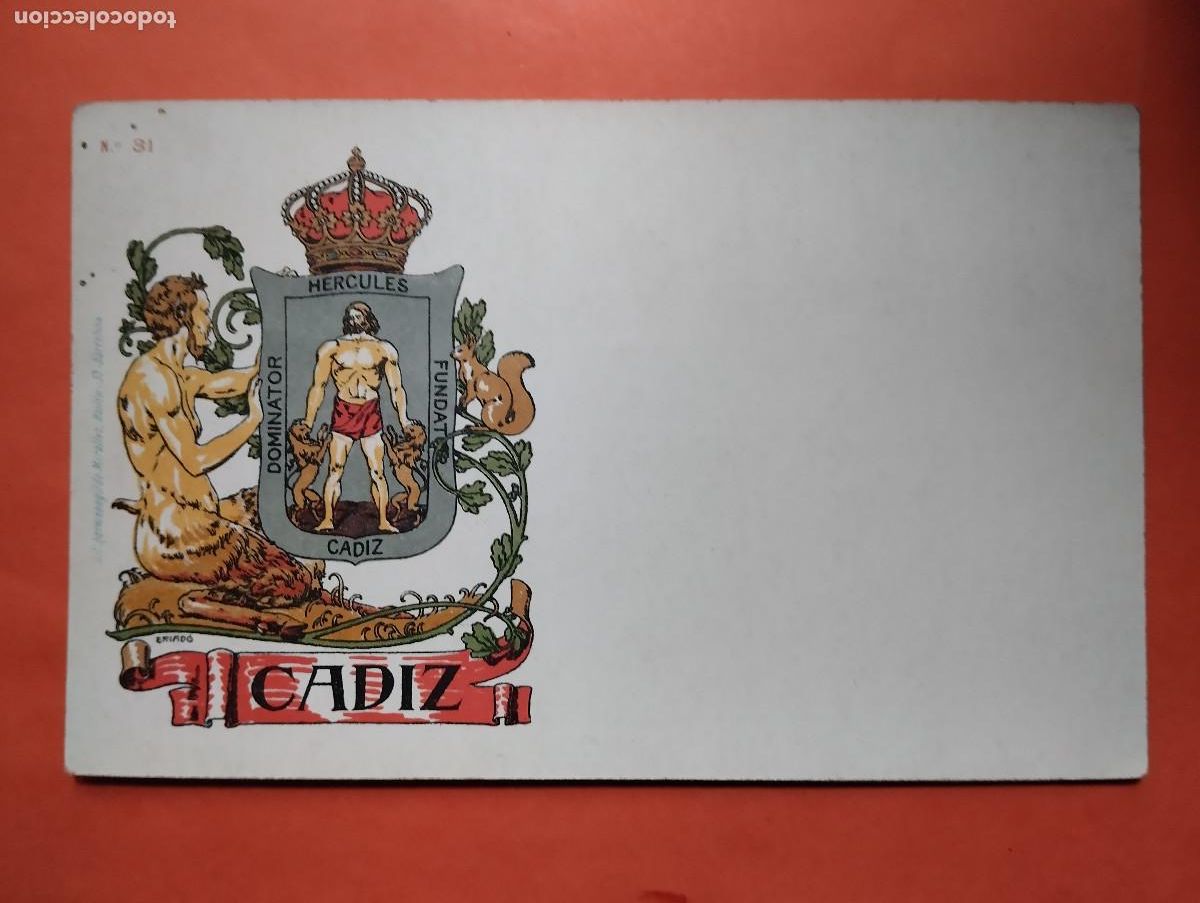 Postales: POSTAL N&ordm; 31. ESCUDO DE CADIZ LIT HERMENEGILDO MIRALLES.