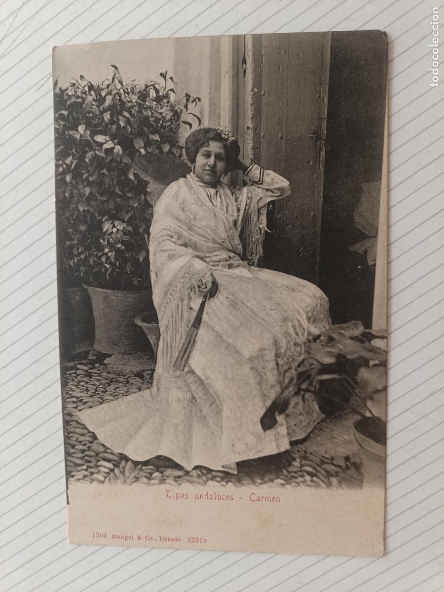 Postales: Costumbres andaluzas, dorso sin dividir. Tipos andaluces. Carmen