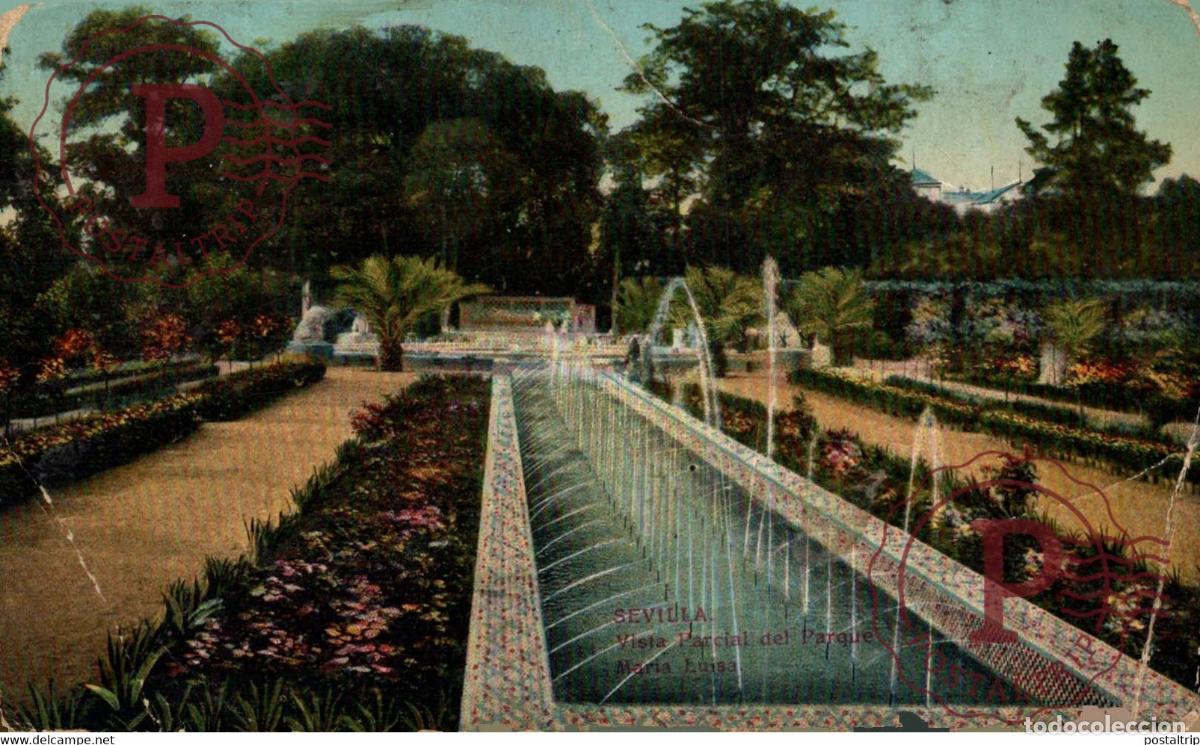 Postais: SEVILLA - VISTA PARCIAL DEL PARQUE DE MARIA LUISA ANDALUCIA ESPA&Ntilde;A ESPAGNE