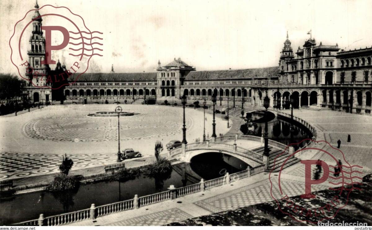 Postais: SEVILLA - PLAZA DE ESPA&Ntilde;A VISTA GENERAL ANDALUCIA ESPA&Ntilde;A ESPAGNE