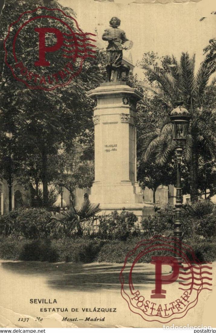 Postales: SEVILLA. ESTATUA DE VELAZQUEZ. HAUSER Y MENET.