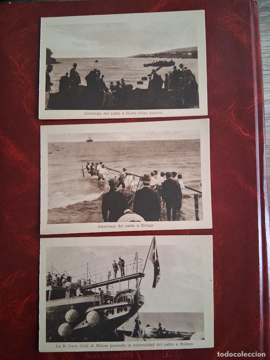 Postales: TENDIDO DEL CABLE SUBMARINO TELEGR&Aacute;FICO ENTRE MALAGA Y LAS AZORES (Tres postales)