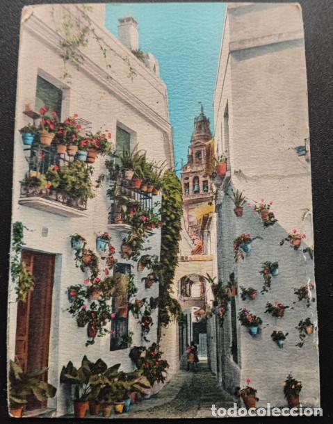 Postales: CORDOBA, CALLEJA Y PLAZA DE LOS FLORES, BONITA POSTAL ANTIGUA EN PAPEL ARRUGADO
