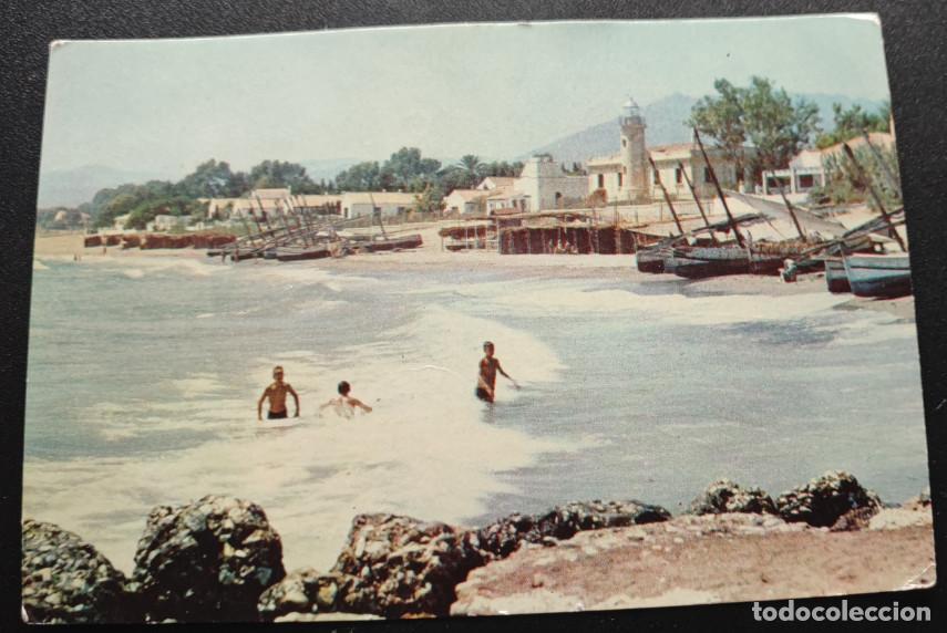 Postales: MARBELLA, PLAYA PONIENTE Y FARO, POSTAL ANTIGUA