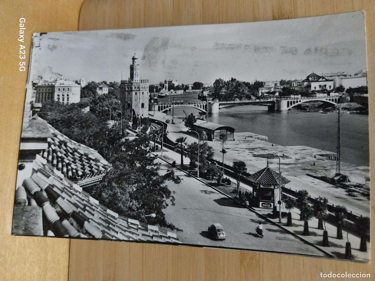 Postales: TORRE DEL ORO MUELLE PUENTE SAN TELMO GUADALQUIVIR SEVILLA ZERKOWITZ MATASELLOS FERIA MUESTRAS 1961