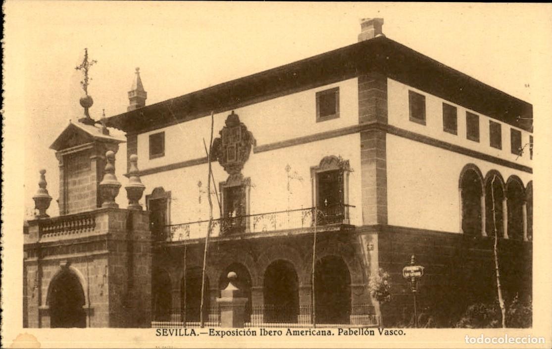 Postales: Sevilla - Exposici&oacute;n Ibero Americana - Pabell&oacute;n Vasco - Grafos