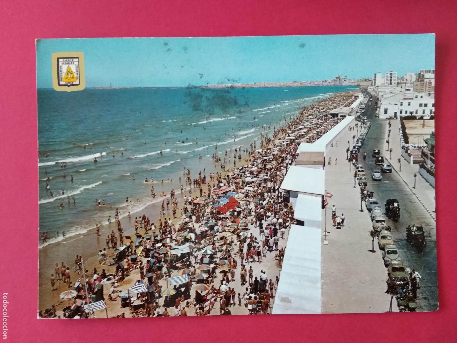 Postales: ANTIGUA TARJETA POSTAL , ANDALUCIA , CADIZ , PLAYA CON PASEO MARITIMO