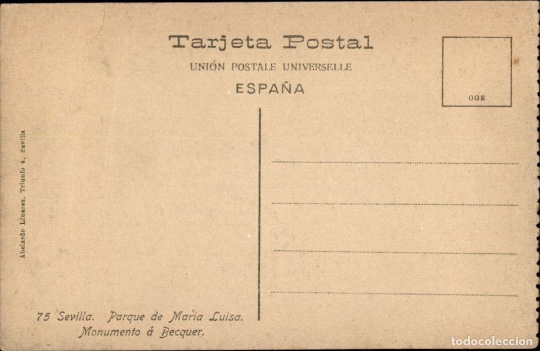 Postales: Sevilla - Parque de Maria Luisa - Monumento a Becquer - Foto 2