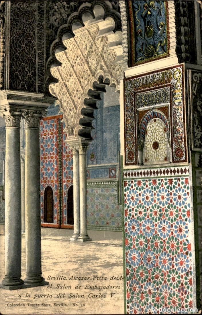 Postales: Sevilla - Alcazar Vista desde el Salon de Embajadores a la puerta del salon de Carlos V