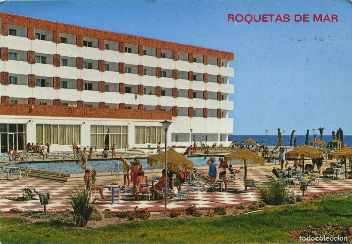 Postales: N&ordm; 162-ROQUETAS DE MAR. Almer&iacute;a. Hotel Roquetas. Circulada en 1977. ED. ROSSELL