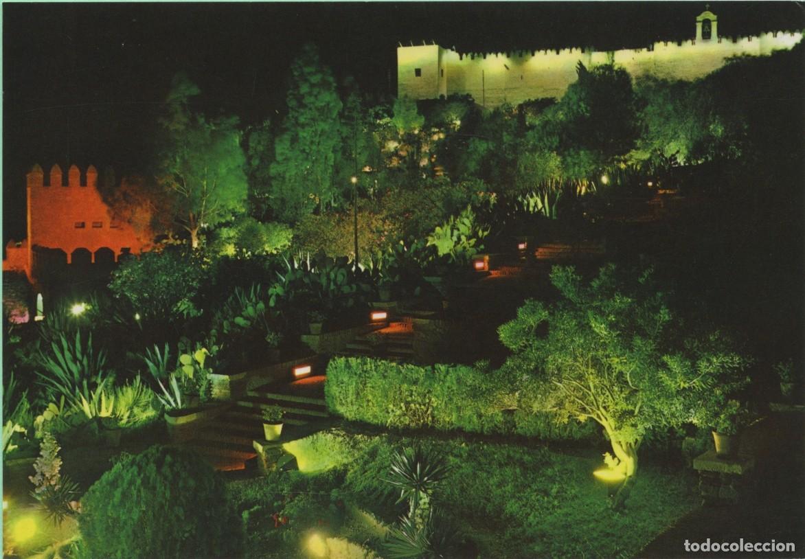 Postales: N&ordm; 2029-ALMER&Iacute;A. Jardines de La Alcazaba (Nocturna). Sin circular. EDICIONES ARRIBAS