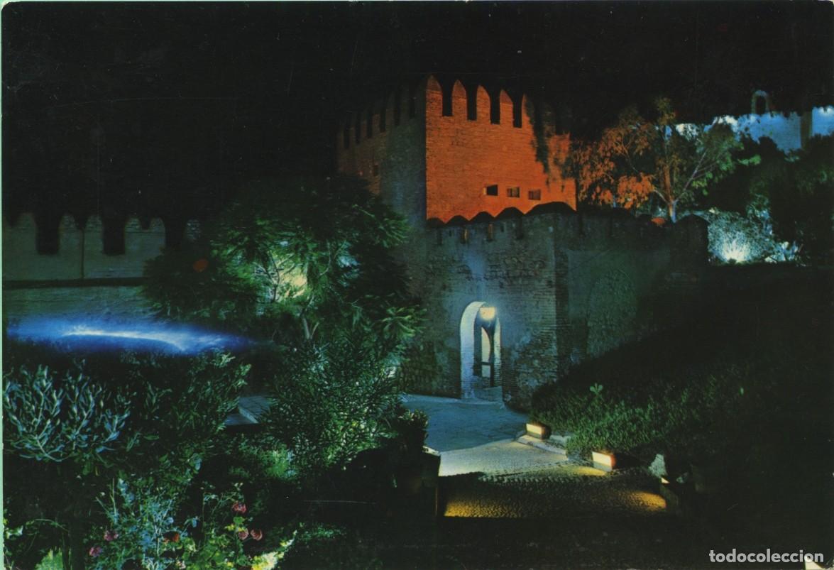 Postales: N&ordm; 7006-ALMER&Iacute;A. Alcazaba. Vista parcial nocturna. ED. BEASCOA
