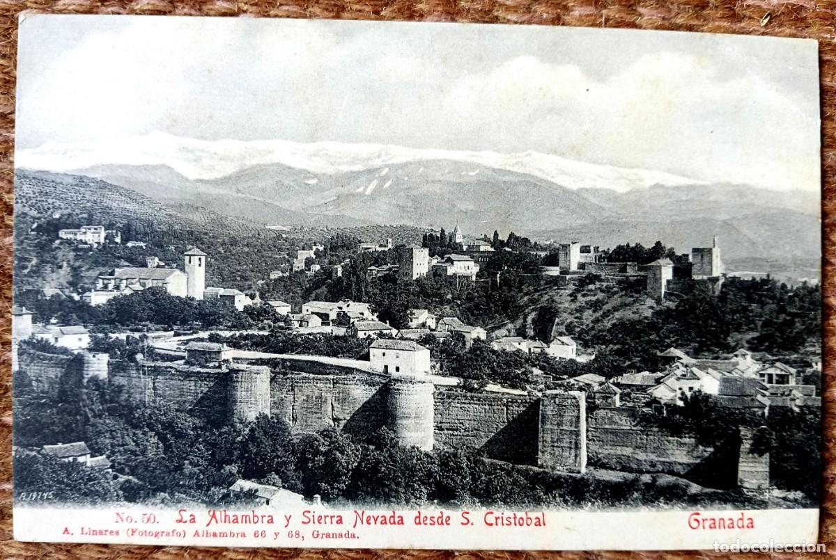 Postales: GRANADA - ALHAMBRA DESDE SAN CRISTOBAL - CIRCULADA - A. LINARES FOTOGRAFO