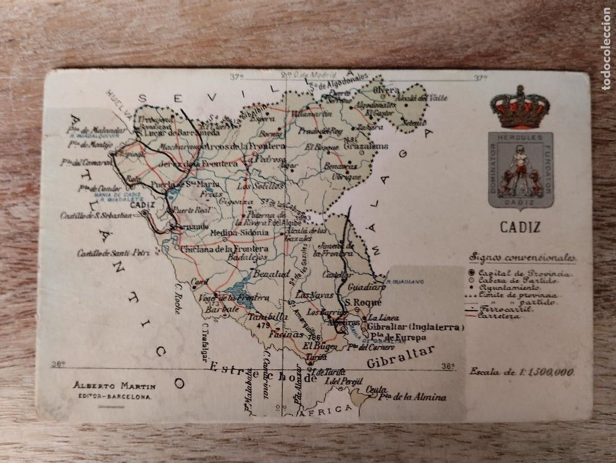 Postales: POSTAL. CADIZ. MAPA FISICO.