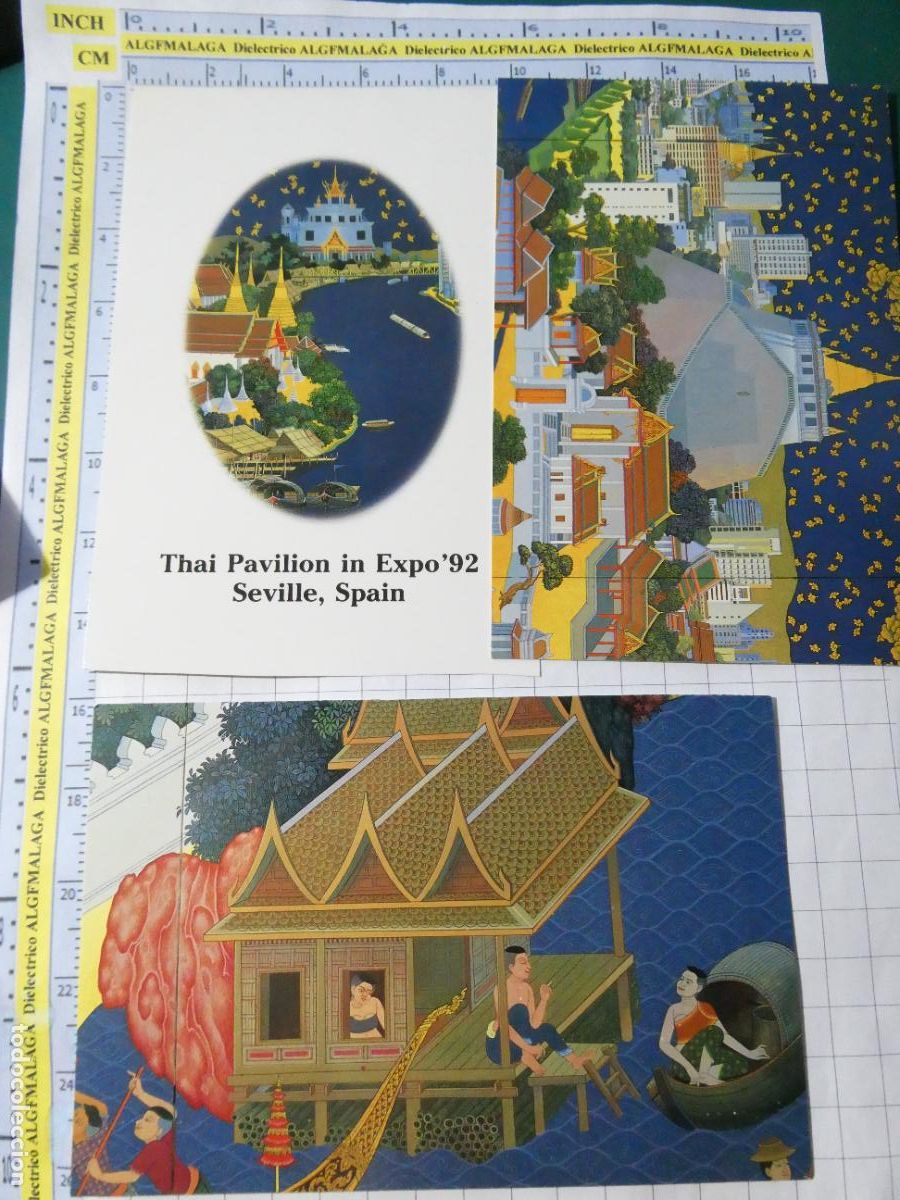 Postales: 3 POSTALES DE SEVILLA. EXPO 92 1992 PINTURAS DEL PABELL&Oacute;N THAI THAILANDIA. 440