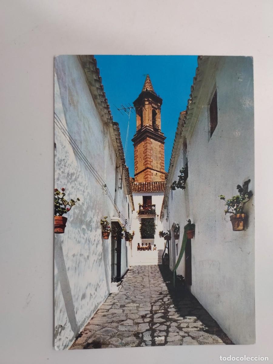 Postales: POSTAL ESTEPONA CALLE MURILLO Y TORRE DE LA IGLESIA. CIRCULADA. 1966. MALAGA