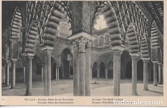 Postales: SEVILLA SIN ESCRIBIR ALCAZAR PATIO DONCELLAS
