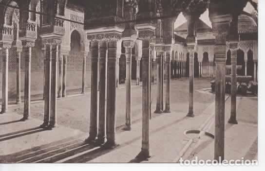 Postales: GRANADA ESCRITA ALHAMBRA PATIO DE LOS LEONES