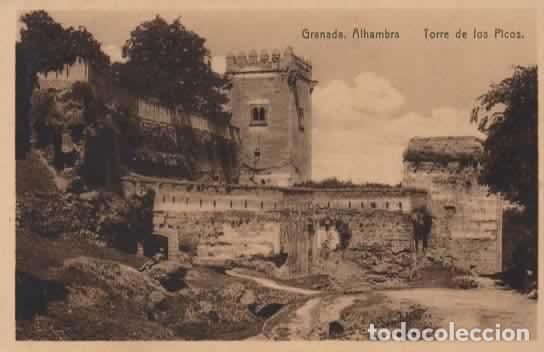 Postales: GRANADA ESCRITA ALHAMBRA TORRE DE LOS PICOS