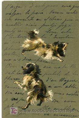 Postcards: POSTAL ILUSTRADA, PERROS Y PERRITOS,  CON RELIEVE    P12486
