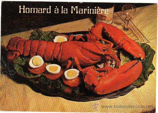 Postkarten: HOMARD A LA MARINIERE langosta a la marinera,Gastronom&iacute;a Bretona.