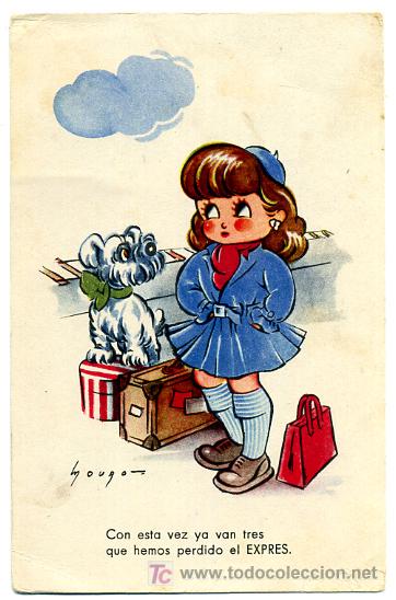 Cartes Postales: PERROS, PERRITOS, NI&Ntilde;A,      P23152